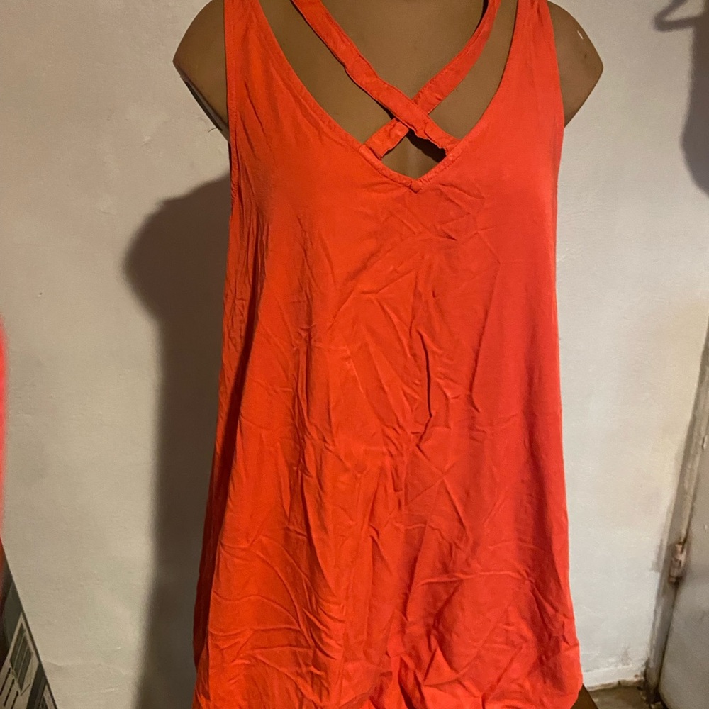Women's Orange Sleeveless Top